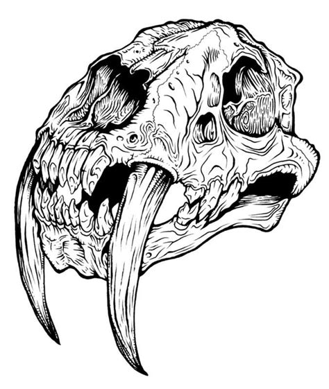Sabertooth Tiger Skull Animal Skull Tattoos Tiger Skull Cat Skull