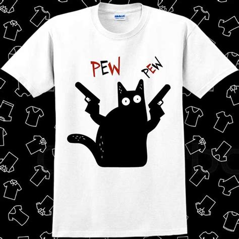 Cat Pew Pew Meme Gun Cat T Shirt Meme T Funny Tee Vintage Etsy