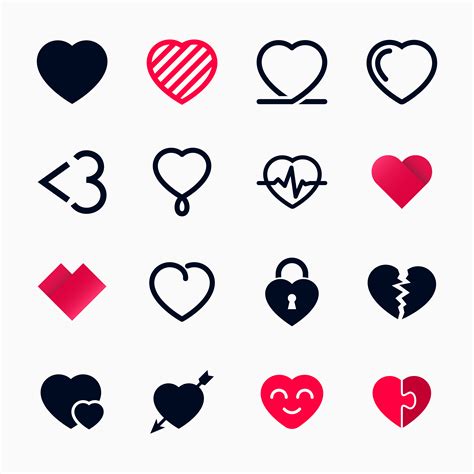 Heart Symbol Set For Valentines Day 266017 Vector Art At Vecteezy