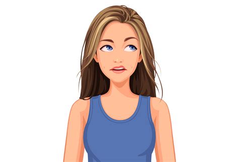 Beautiful Teenage Girl With Different Facial Expression Vector Art At Vecteezy