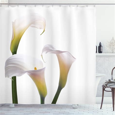 Ambesonne Flower Shower Curtain Calla Lilies Romantic 69wx70l Green White Yellow