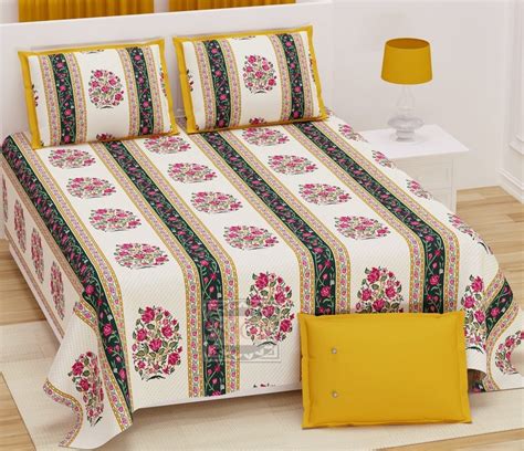 Green Cotton Floral Print Double Bed Sheet 1 2 Size 108 By 108 Inches At Rs 650 Piece In Jaipur