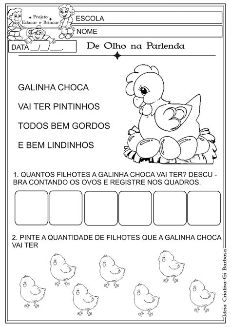 Atividade Folclore Educação Infantil Parlenda Galinha Choca