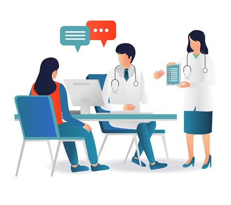 A Patient Consults A Doctor And Nurse 4578683 Vector Art At Vecteezy