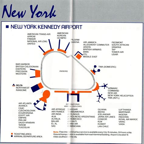 New York Jfk 1986 Jfk Airport Map Delta Airlines