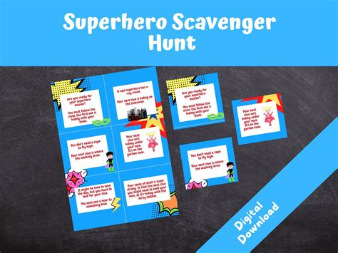 Superhero Scavenger Hunt Kids Birthday Party Games Superhero Treasure