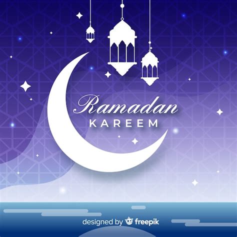 Free Vector Crescent Moon Ramadan Kareem Flat Design