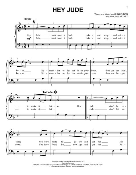 The beatles hey jude arr jeremy birchall sheet music notes chords download printable satb sku 116883. Hey Jude Sheet Music | The Beatles | Easy Piano