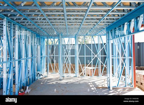 New Home Under Construction Using Steel Frames Stock Photo Alamy