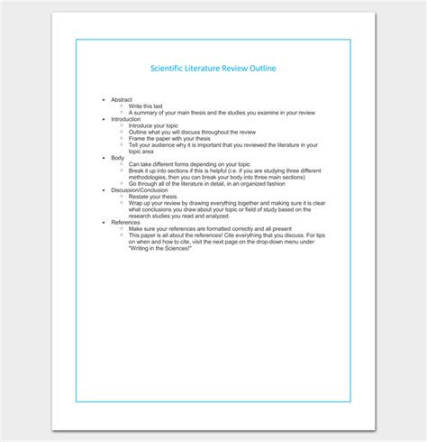 Literature Review Outline Template 20 Formats Examples And Samples