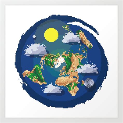 Flat Earth Map Pixel Art Clear Background Art Print By Moses Society6