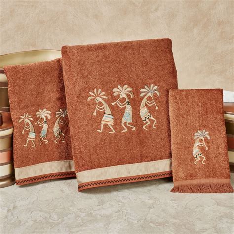 Get hung up on our newest bath towels, hand towels and sets featuring plush fabrics and decorative prints. Rio Grande Kokopellis Copper Southwest Bath Towel Set ...