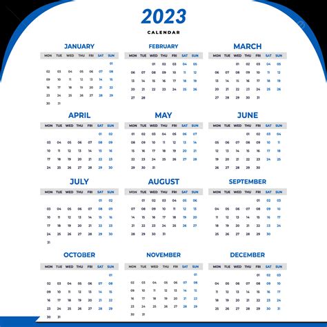 Gambar Vektor Kalender 2023 2023 Kalender Kalender Transparan Png