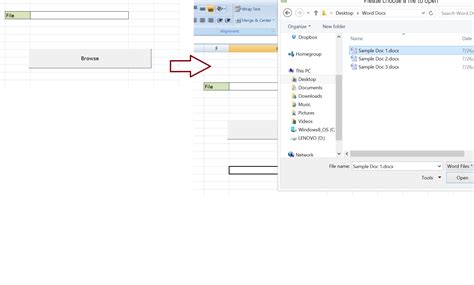 Excel-VBA : Open a MS Word Document using Excel File using Explorer Window.