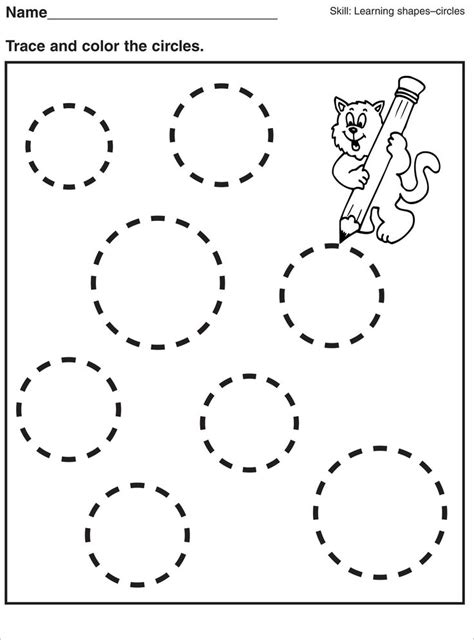 tracing circle worksheets  preschool activity shelter kids