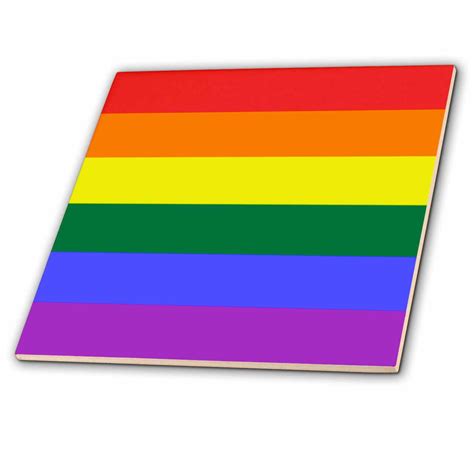 3drose Rainbow Flag Gay Lesbian Pride Icon Ceramic Tile 6 Inch