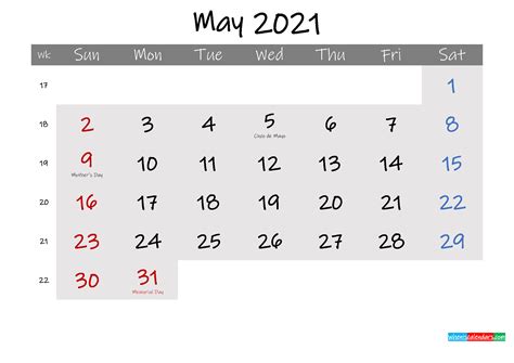 Free May 2021 Monthly Calendar Template Word Template Ink21m173