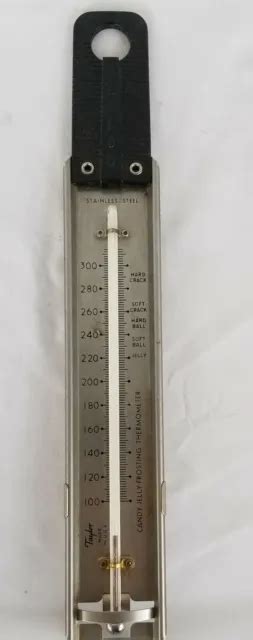 Vintage Taylor Stainless Steel Candy Thermometer Jelly Frosting 12 In