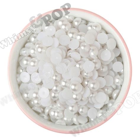 8mm White Pearl Flatback Resin Decoden Cabochons Half Pearl Etsy