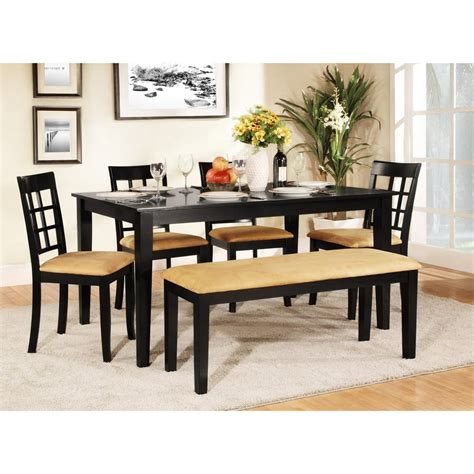 Homelegance Tibalt 6 Pc Rectangle Black Dining Table Set 60 In With