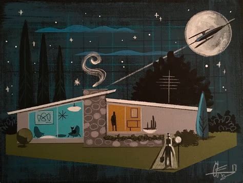 El Gato Gomez Painting Mid Century Modern Retro Sci Fi