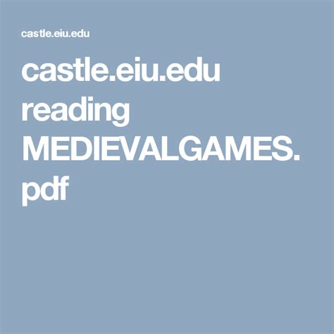 Reading Medievalgamespdf Medieval Games Reading