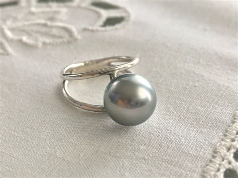 Cultured Tahitian Pearl Ring Sterling Silver Pr10