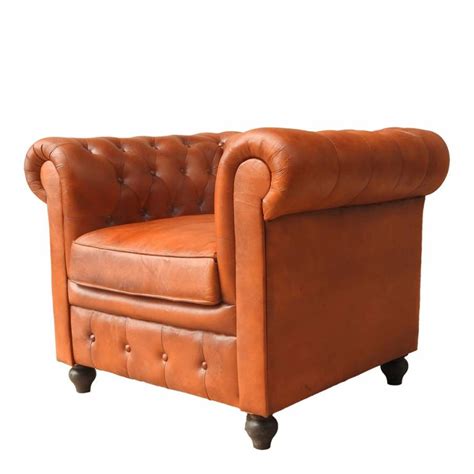 Vintage Tan Leather Chesterfield Armchair Brandalley