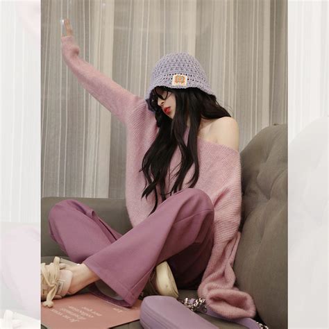粉色圓領短款慵懶風毛衣女裝2023新款爆款今年流行漂亮針織衫上衣 Taobao