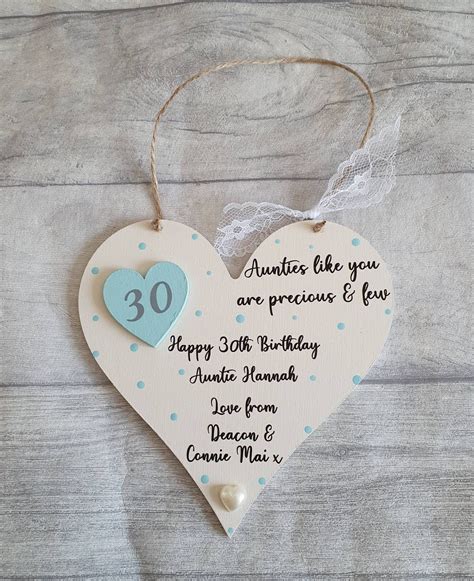 40th Birthday Personalised Gift Auntie Gift Hanging Heart Etsy