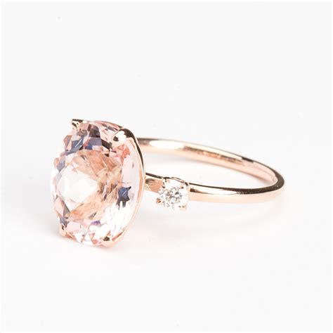 Emerald Cut Light Pink Morganite Ring With Diamond Band Christine K