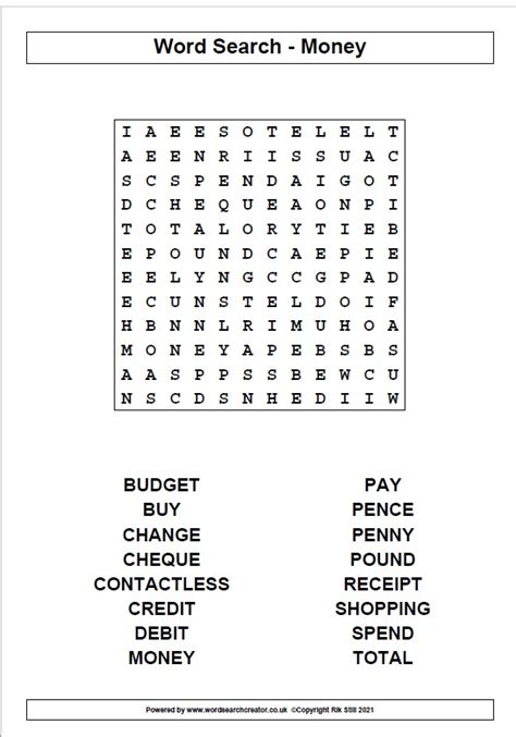 Word Search Money North Yorkshire Partnerships