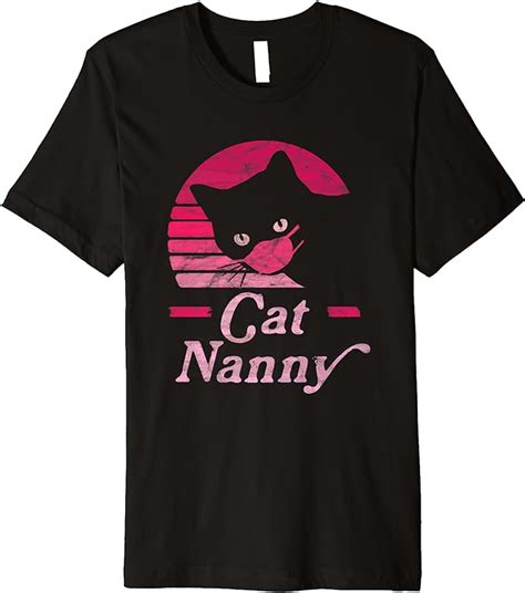Vintage Cat Nanny 80s Style Cat Retro Distressed Women T