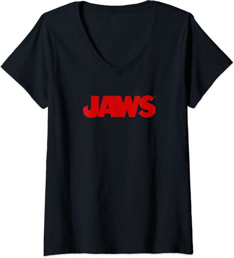 Womens Jaws Jaws Logo V Neck T Shirt Uk Fashion