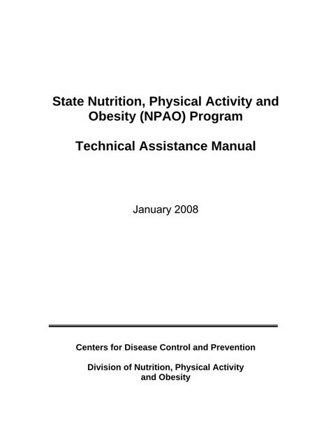 PDF State Nutrition Physical Activity And Obesity NPAO