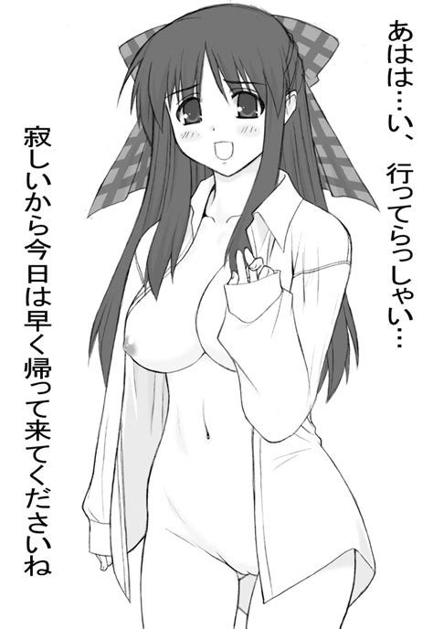 Rule 34 Kanon Kurata Sayuri Long Hair Monochrome Naked Shirt Nipples Open Clothes Open Shirt