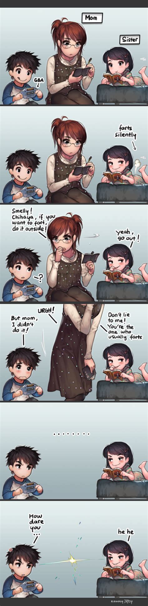 Safebooru 1boy 2girls Absurdres Anger Vein Brother And Sister Brown Hair Comic Commentary