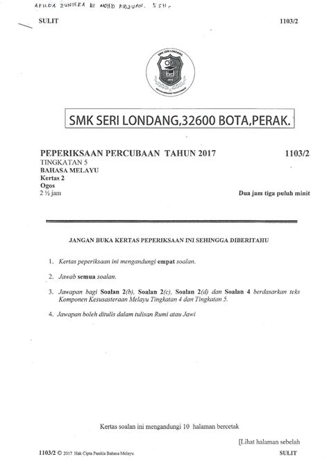 Laman Bahasa Melayu SPM SOALAN KERTAS BAHASA MELAYU 2 DAN SKEMA