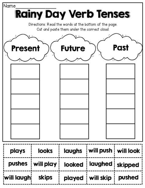 verb tenses cut and paste grammar pinterest spring verb tenses