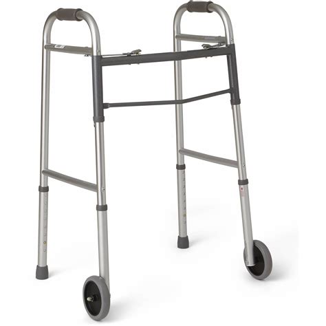 Medline Easy Care Two Button Folding Walker With 5 Wheels