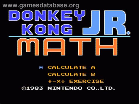 Donkey Kong Junior Math Nintendo Nes Artwork Title Screen