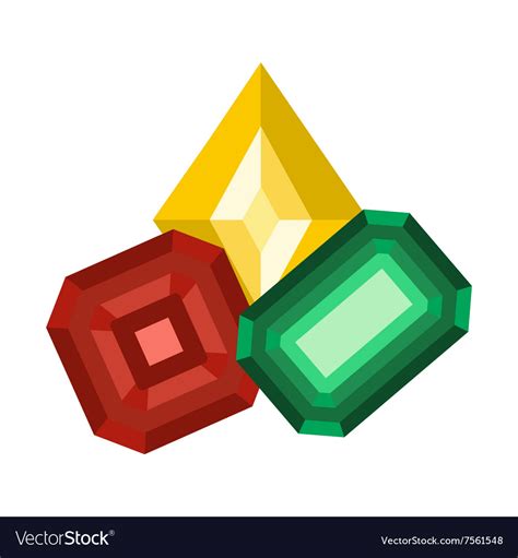 Colored Gemstones Flat Icon Royalty Free Vector Image