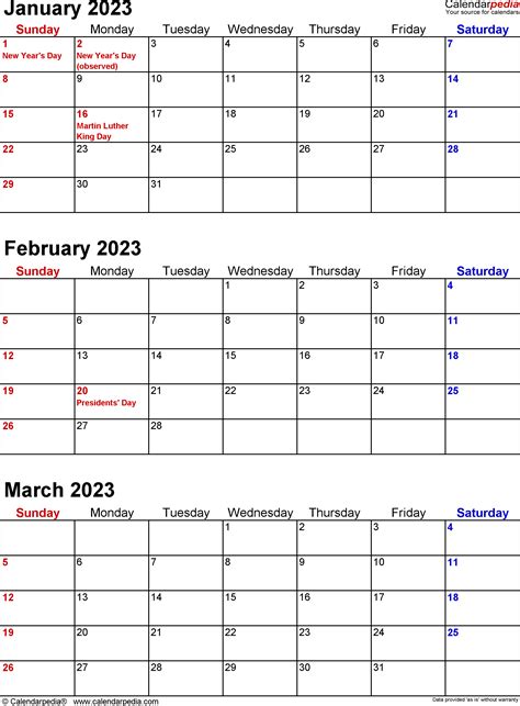 Quarterly Calendars 2023 Free Printable Word Templates