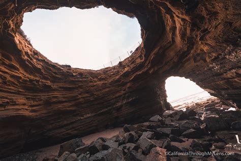 Sunset Cliffs Open Ceiling Sea Cave In San Diego California Through
