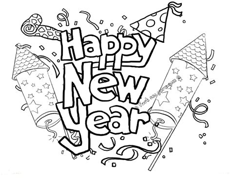 Año nuevo Fiestas y ocasiones especiales Dibujos para Colorear e Imprimir Gratis
