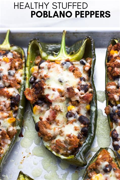 this healthy stuffed poblano peppers recipe is packed with turkey black beans and southwestern