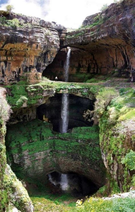 The Triple Waterfall Of Baatara Gorge By Unknown Most Beautiful