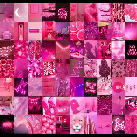 Neon Pink Aesthetic Photo Wall Collage Kit Ph