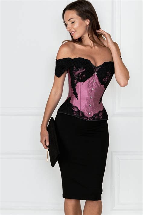 Dusty Pink Longline Corset Top With Lace Cap Sleeve Corsets And Bustiers Corset Fashion
