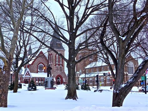 Norwood Mass Town Common And Church Winter Scene